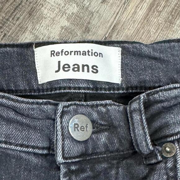 Reformation Jeans Black Avalon Wash High Waisted Skinny Denim Jeans- Size 26 - Picture 3 of 7